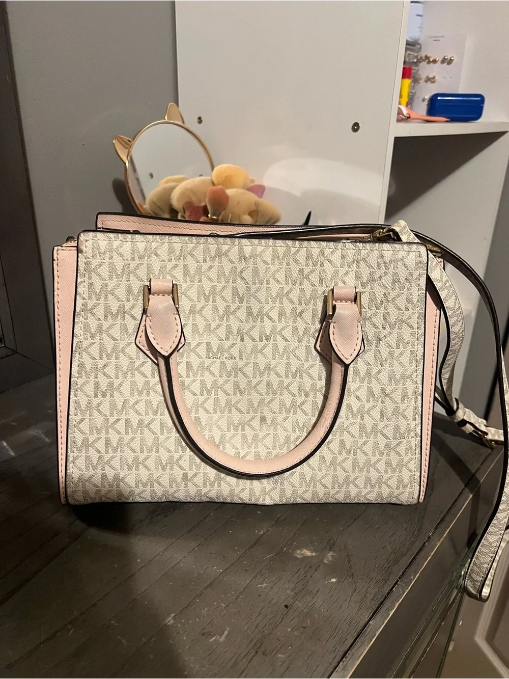 Michael Kors Blush Pink and Signature Logo Satchel